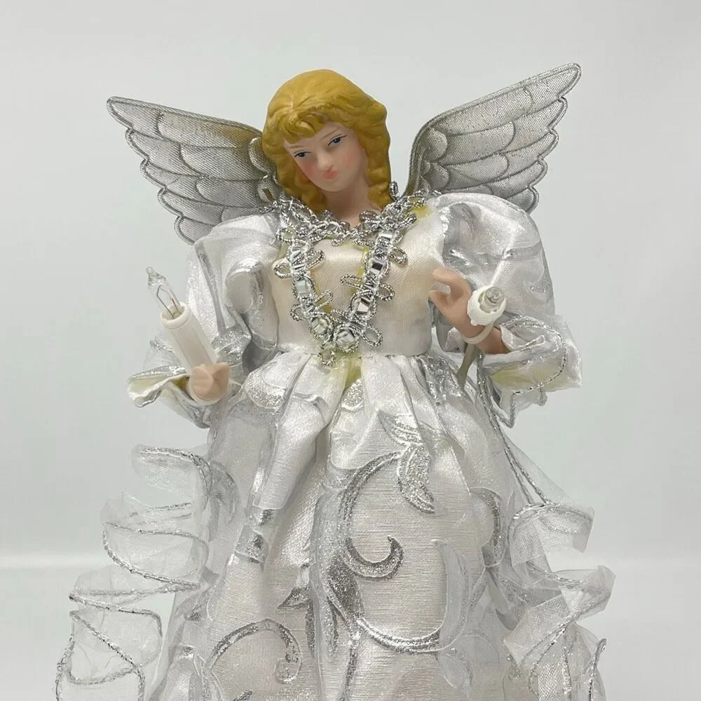 Ashland Christmas Lighted Corded Angel Tree Topper White Silver Decoration